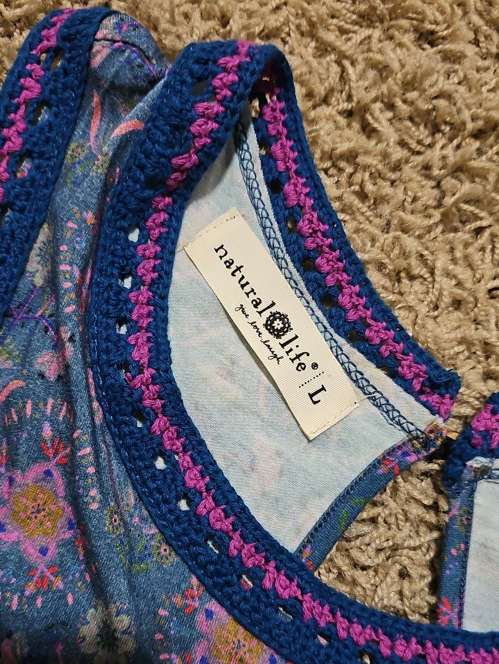 Natural Life Jumpsuit Wideleg Sleeveless Blue Floral Large Oversozed Boho - Picture 4 of 9